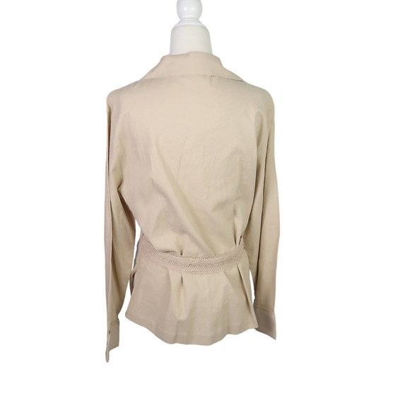 Vintage Erika khaki tan linen blend button front shirt Medium - Picture 4 of 5